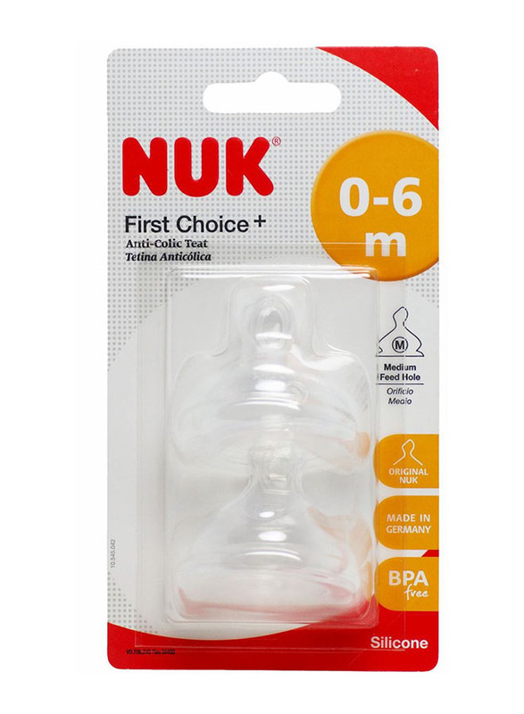 Nuk First Choice Plus Silicone Teat, Medium, 2 Pieces, Clear