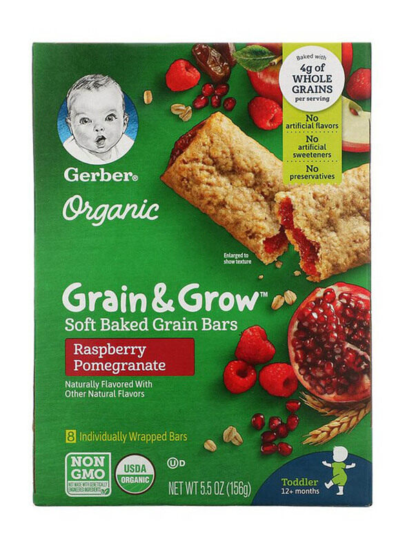 

Gerber Grain & Grow Soft Baked Grain Bars Raspberry Pomegranate - 156gm