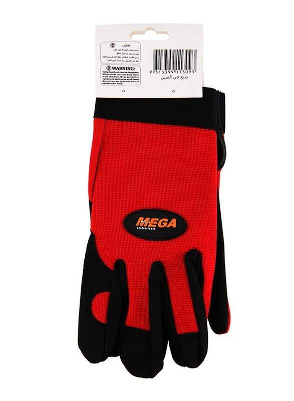 Walk Long Mechanic Working Gloves, Red/Black, 1 Pair