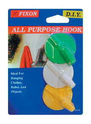 Fixon Adhesive All Purpose Hooks, 3 Pieces, Multicolour