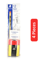 Staedtler 12 Noris Graphite Pencil with 2 Erazer & Tub Sharpener, 4 Pieces