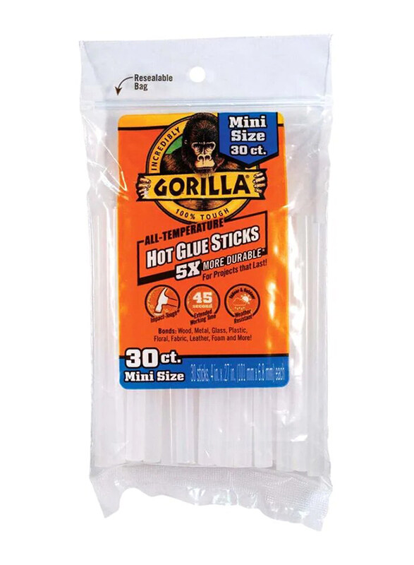 

Gorilla 4-inch Mini Hot Glue Stick, 30 Count, Clear