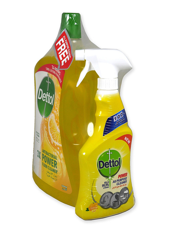 Dettol Lemon Antibacterial Floor Cleaner, 3 Liters + All Purpose Cleaner, 500ml