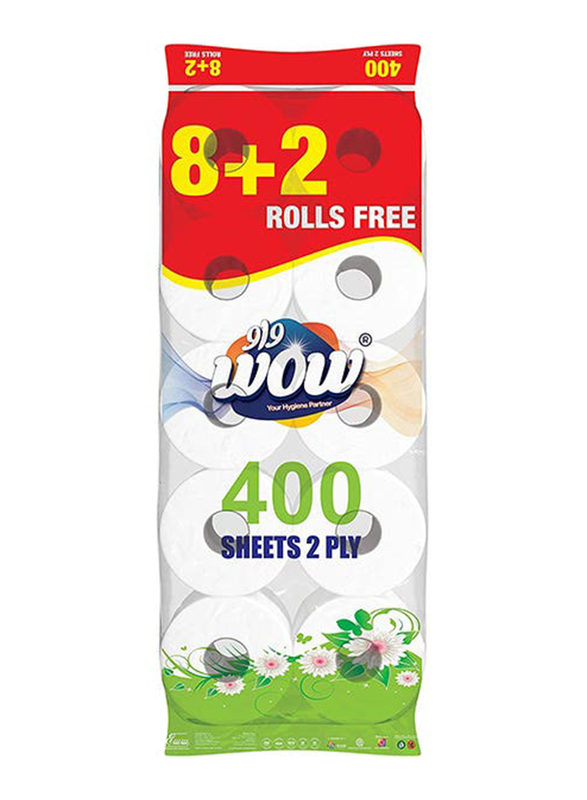Wow Toilet Roll, 10 Rolls x 400 Sheets x 2 Ply