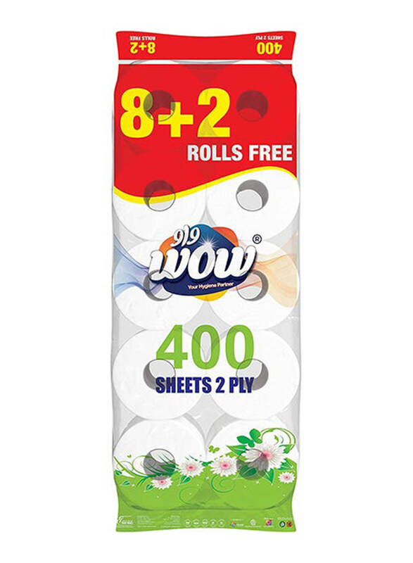 

Wow Toilet Roll, 10 Rolls x 400 Sheets x 2 Ply