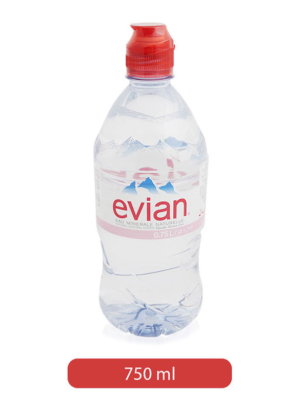 Evian Natural Mineral Water in Glass Bottle 750 ml