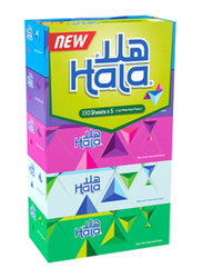 Hala Facial Assorted Tissue, Multicolour, 5 Box x 130 Sheets x 2 Ply