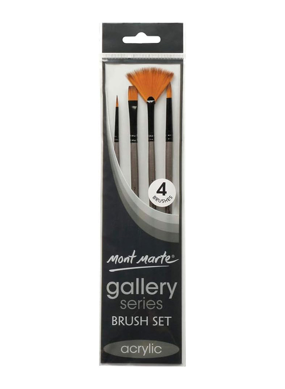 Mont Marte Gallery Brush Set Acrylic, 4 Pieces, Multicolour