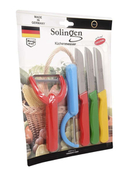 Solingen 5-Piece Stainless Steel Blade Multipurpose Peeler with Knife, Multicolour