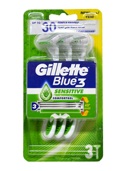 Gillette Blue 3 Layer Sensitive Shaving Razor, 3 Pieces