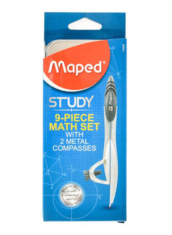 Maped Metal Geometry Set, 9 Pieces, Blue