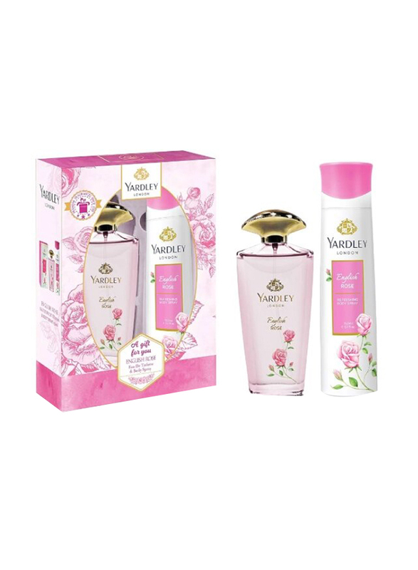 Yardley English Rose Perfumed Gift Set for Women, 125ml EDT + 150ml Powder