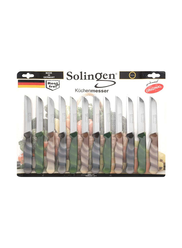 Solingen 12-Piece Stainless Steel Blade Multipurpose Knife with Marble Handle, Multicolour
