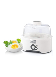 Black+Decker Plastic Egg Cooker with Cooking Rack and 2 Poaching Pan Dry, 280W, EG200-B5, White