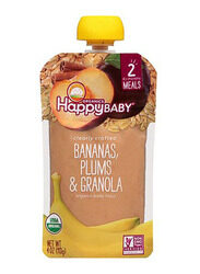 Happy Baby Bananas, Plums & Granola Baby Puree, 16 x 113g