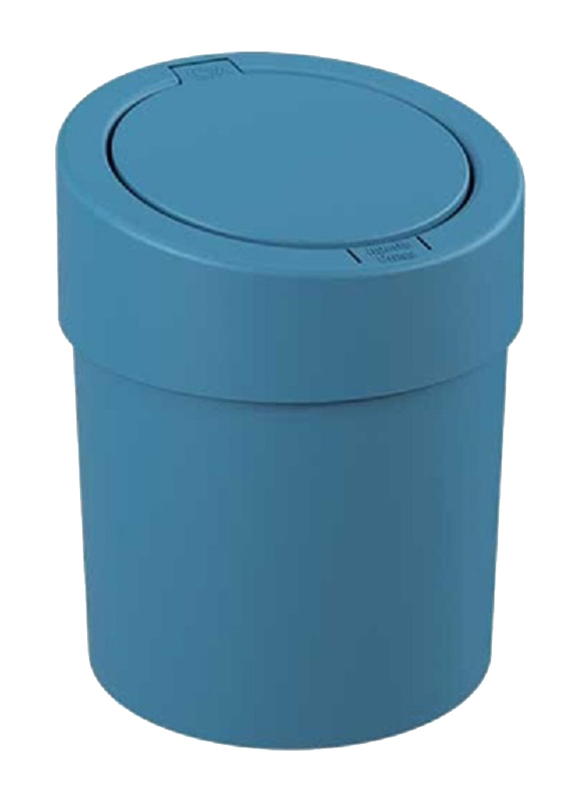 Coza Plastic Flora Press Trash Can, 5 Liter, Blue