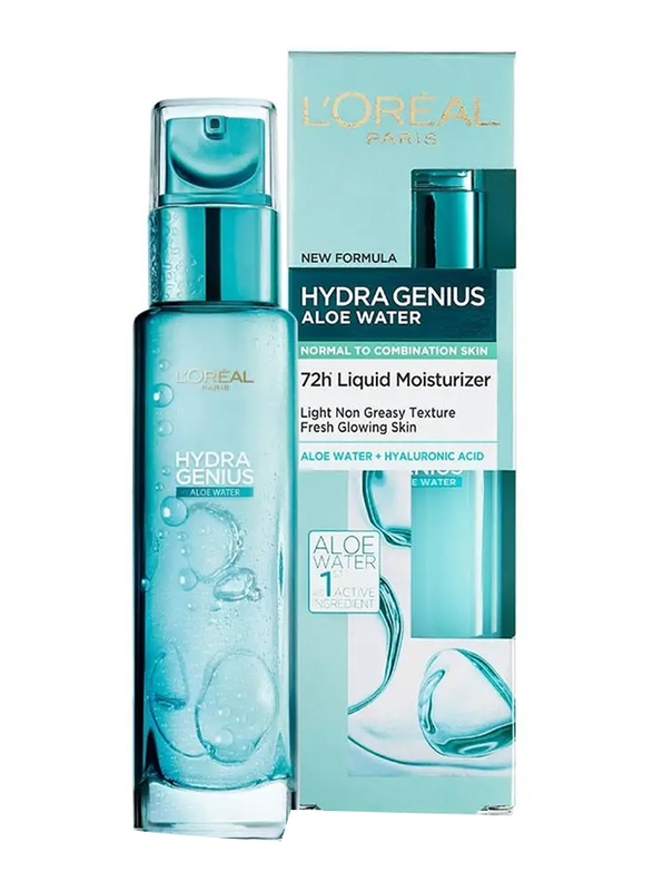 L'Oreal Paris Hydra Genius Aloe Water 72H Liquid Moisturizer Normal to Combination Skin, 70ml