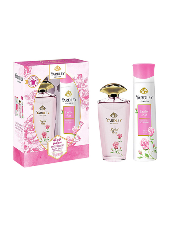 Yardley London 2-Piece English Rose Perfumed Gift Set for Women, 125ml EDT, 150ml Body Spray