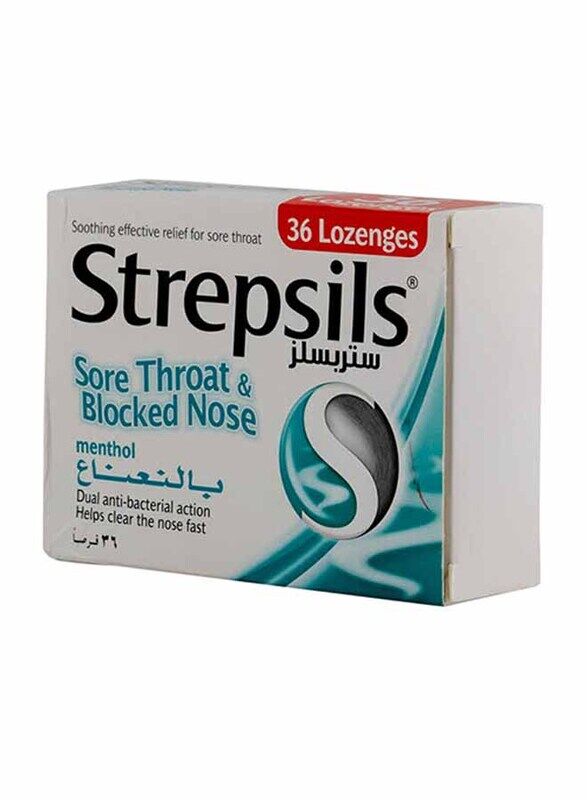 

Strepsils Sore Throat and Blocked Nose Menthol Lozenges, 36 Lozenges
