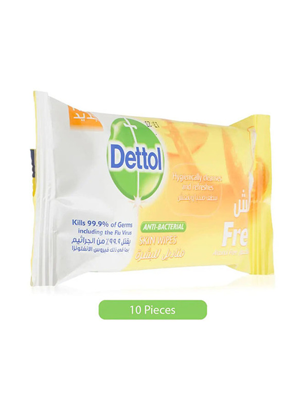 Dettol Anti - Bacterial Fresh Skin Wipes - 10 Pieces