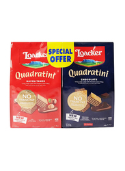 Loacker Quadratini Chocolate and Hazelnut Wafer, 2 x 125g