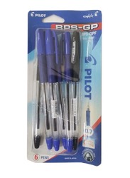 Pilot Ball Point Pen Grip Fine, 0.7mm, 6 Pieces, Blue/Black