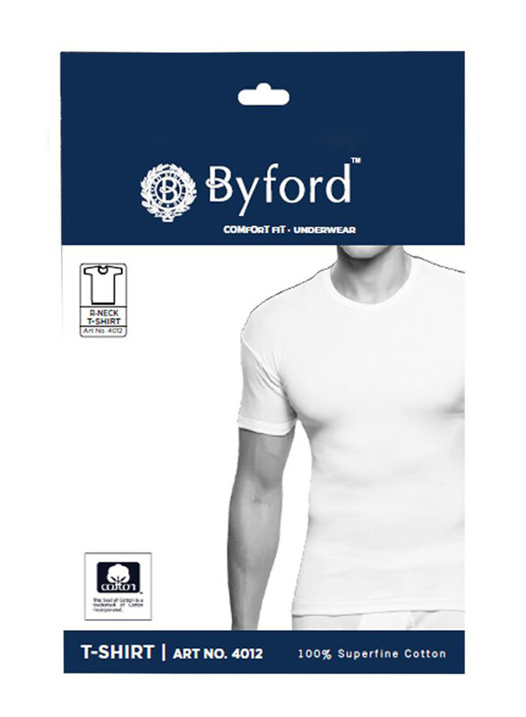 Byford Round Neck T-Shirt for Men, XL, 4012, White