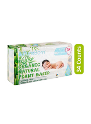 PureBorn Organic Bamboo Diapers - 0-4.5 Kg, New Born - 34 Counts