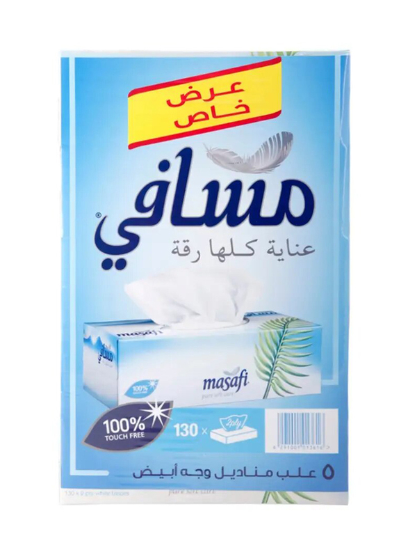 Masafi Pure Soft Care Tissue - 2 Ply x 130 Sheets x 5 Pack