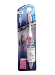 Protector Antiviral & Antibacterial Toothbrush Standard Medium Bristles, White/Pink