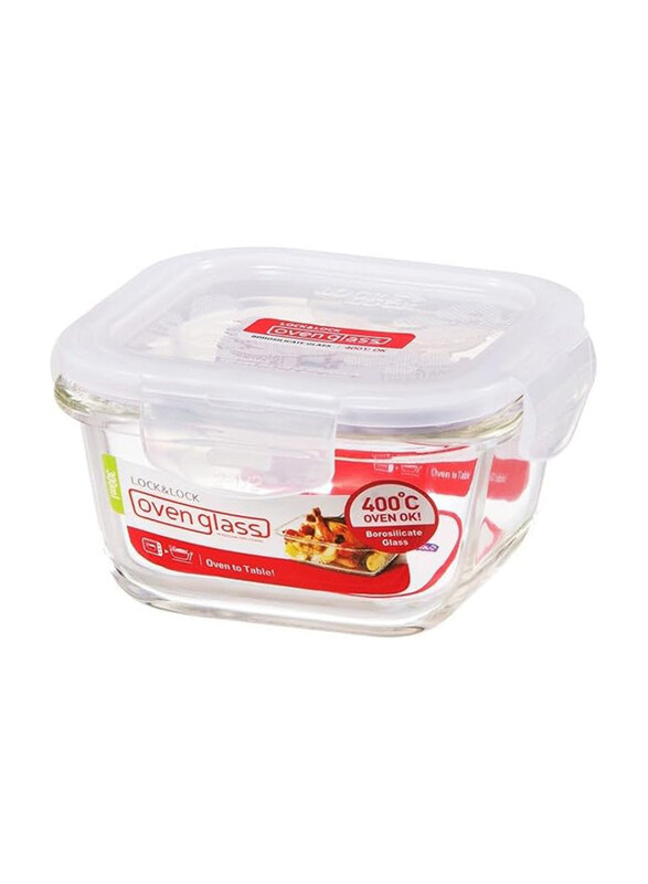 

Lock & Lock Oven Glass Square Container Heat Resistant, 300ml, Clear