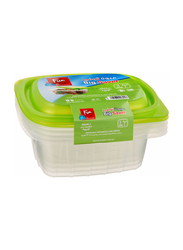 Fun 4-Piece Indispensable Disposable Multipurpose Plastic Food Containers with Lids, 32oz, Clear/Green