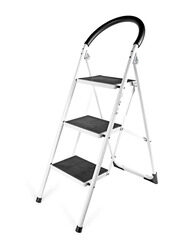 Namson Steel 3 Step Folding Ladder, Black/White