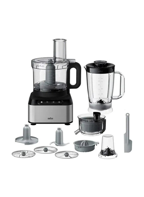 

Braun FP 3235 SI PurEase 12 In 1 Food Processor, 800W, 2.1L Bowl, Metal Design