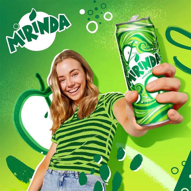 Mirinda Green Apple Soft Drink, 330ml