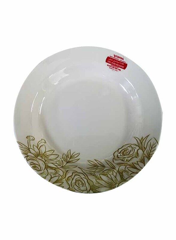 

Central 10-inch Round Deep Plate, 1310, White/Gold