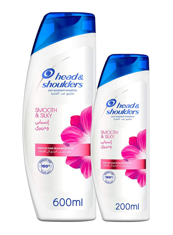 

Head & Shoulders Smooth and Silky Anti-Dandruff Shampoo for All Hair Types, 600ml + 200ml, 2 Pieces