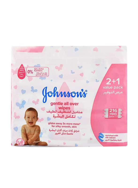 Johnson's Gentle All Over Baby Wipes - 216 Wipes