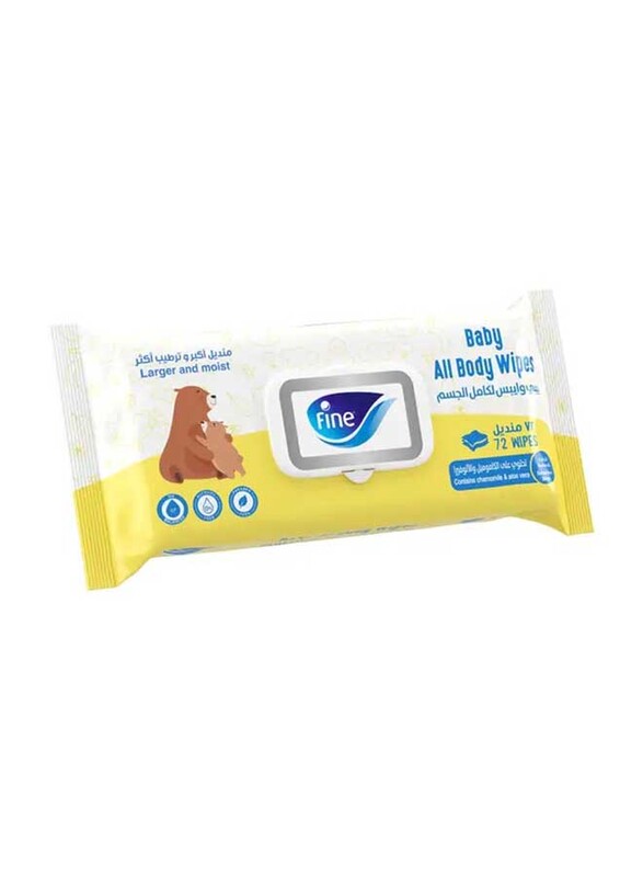 Fine Baby All Body Wipes, 72 Pieces