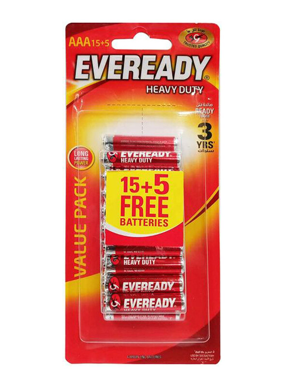 

Eveready AAA Heavy Duty Batteries, 20 Pieces, Red