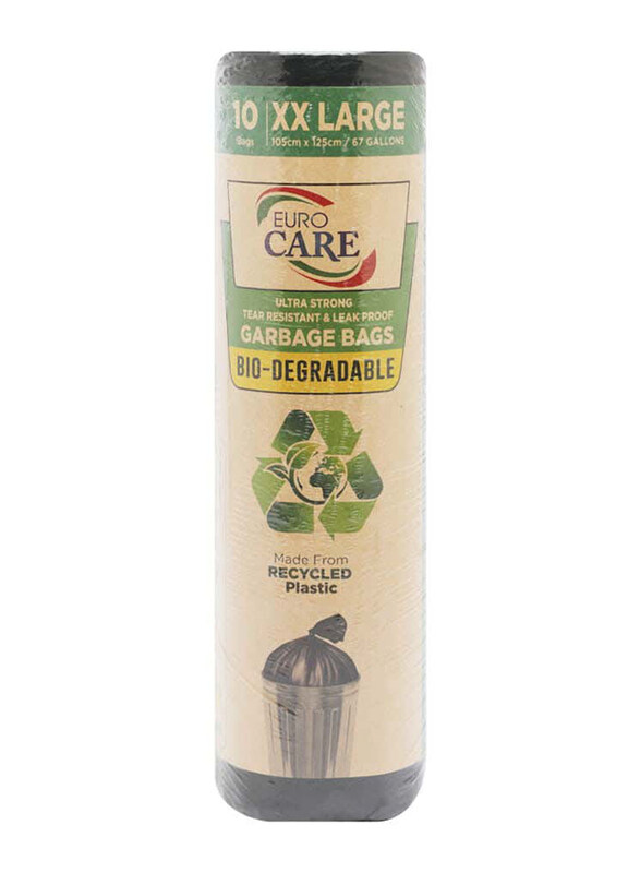 

Euro Care Ultra Strong Bio-Degradable XX-Large Garbage Bags, 105 x 125cm, 67 Gallons, 10 Pieces