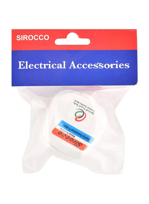 Sirocco 3 Pin UK Plug - White