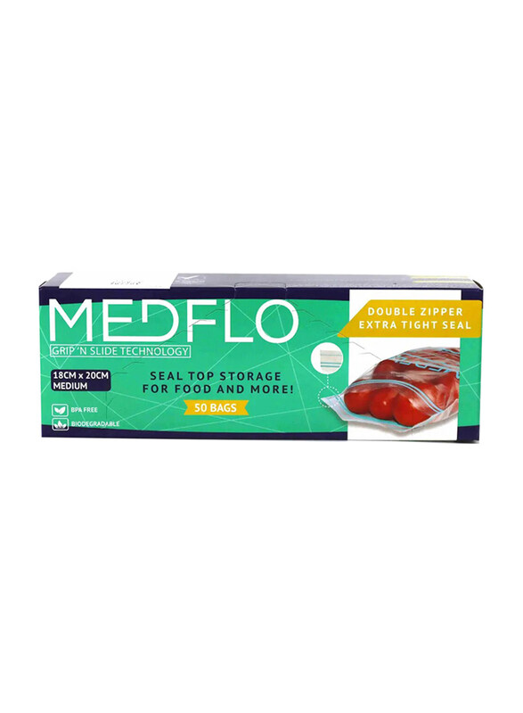 

Medflo Medium Double Sealed Food and Storge Bag, 50 Pieces