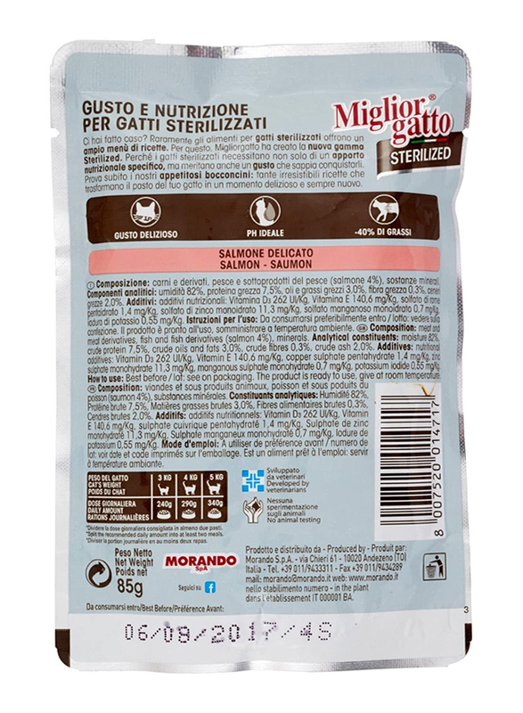 Miglior Gatto Chunks with Tender Salmon in Jelly Wet Cat Food, 85 grams