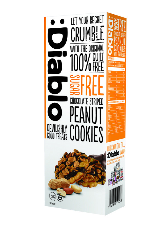 

Diablo Sugar Free Chocolate Striped Peanut Cookies, 150g