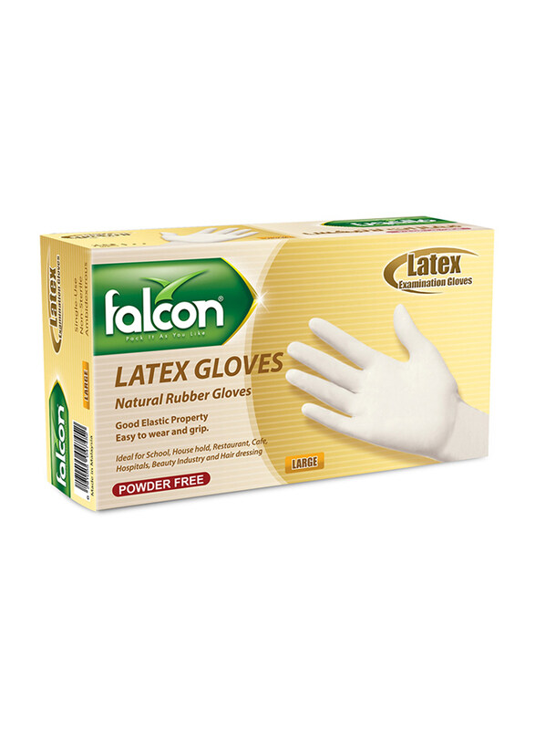 

Falcon Latex Single Use Natural Powder Free Rubber Gloves, Large, 100 Pieces
