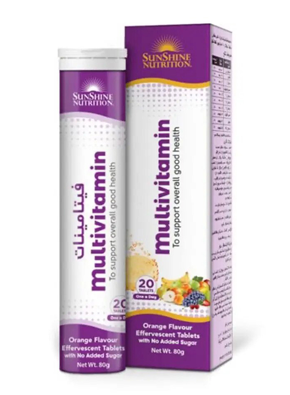 Sunshine Nutrition Orange Flavour Multivitamin Tablets, 20 Tablets, 80 g