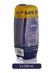 Nivea Fresh Powerfruit Care Shower Gel, 250ml, 2 Pieces