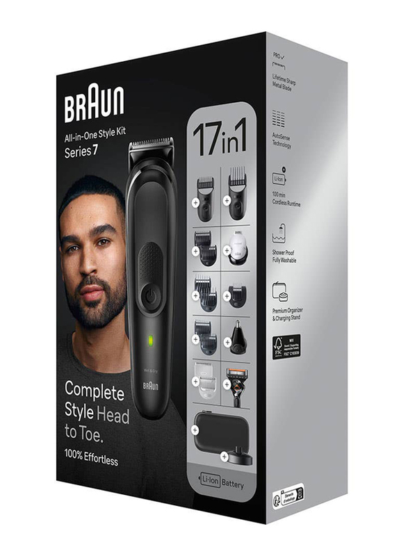 Braun All-In-One Style Kit 17-in-1 Groomer, MGK7491, Black