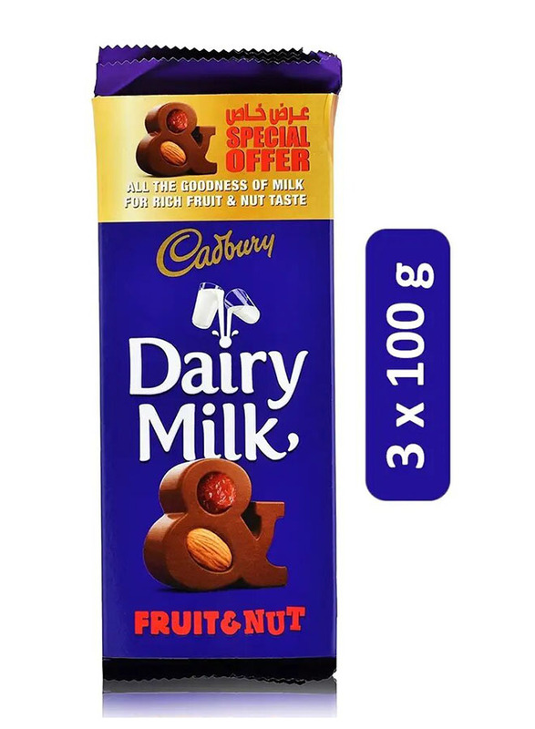 Mondelez Dairy Milk Fruit & Nut Chocolate - 3 x 100g